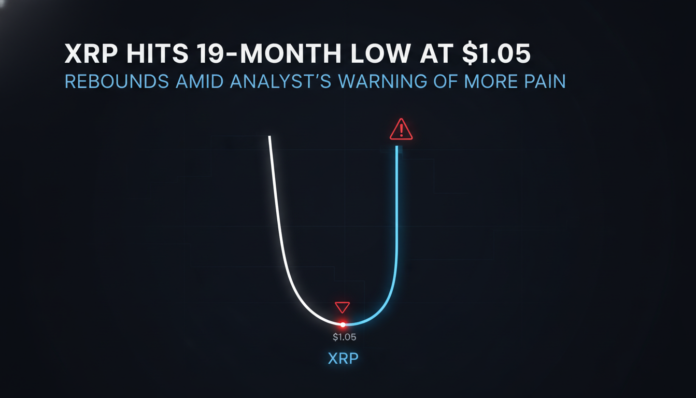 XRP Hits 19-Month Low at $1.05, Rebounds Amid Analyst's Warning of More Pain