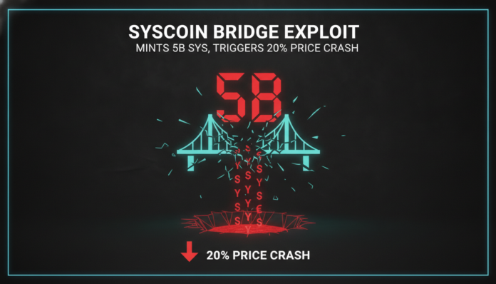 Syscoin Bridge Exploit Mints 5B SYS, Triggers 20% Price Crash