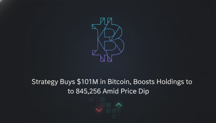 Strategy Buys $101M in Bitcoin, Boosts Holdings to 845,256 Amid Price Dip