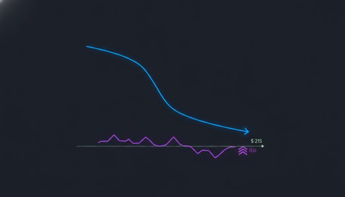 TAO Nears $215 Support, RSI Signals Potential Bullish Divergence in Downtrend