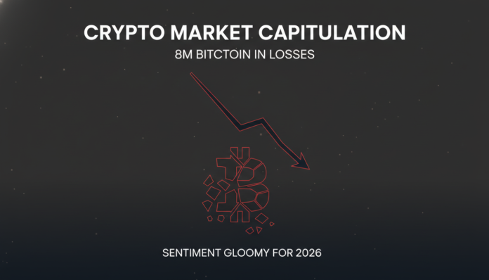 Crypto Market Capitulation: 8M Bitcoin in Losses, Sentiment Gloomy for 2026