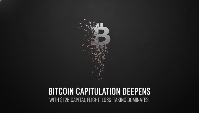 Bitcoin Capitulation Deepens with $12B Capital Flight, Loss-Taking Dominates