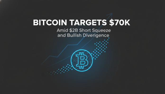 Bitcoin Targets $70K Amid $2B Short Squeeze and Bullish Divergence