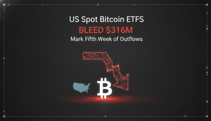 US Spot Bitcoin ETFs Bleed $316M, Mark Fifth Week of Outflows