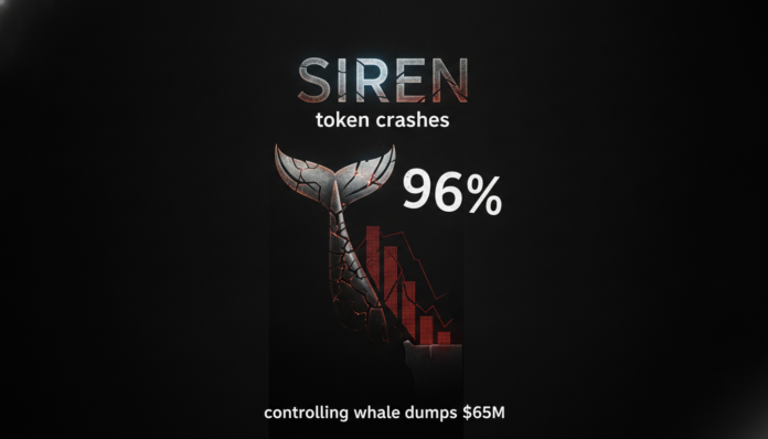 SIREN token crashes 96% as controlling whale dumps $65M.