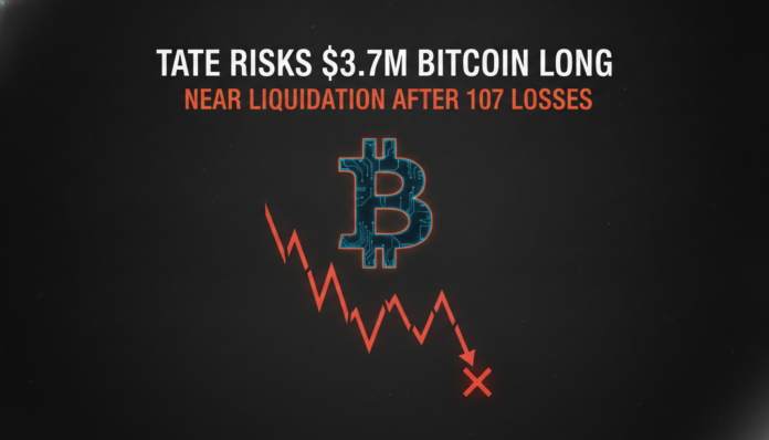Tate Risks $3.7M Bitcoin Long Near Liquidation After 107 Losses