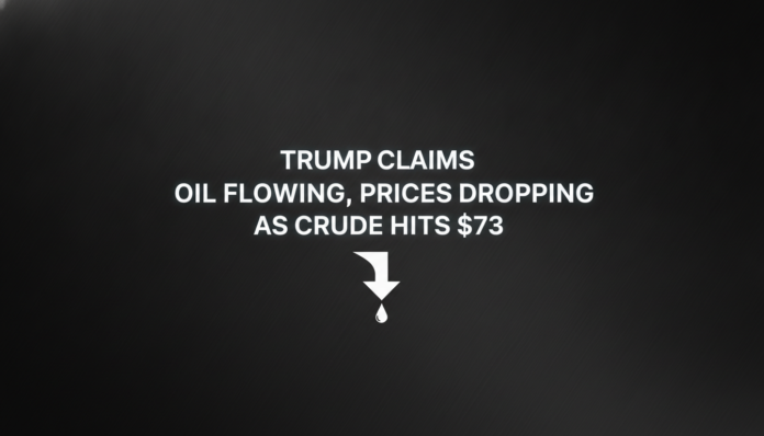 Trump Claims Oil Flowing, Prices Dropping as Crude Hits $73