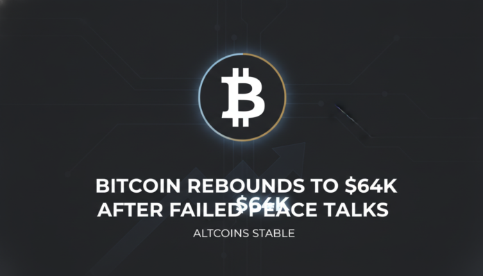 Bitcoin Rebounds to $64K After Failed Peace Talks, Altcoins Stable