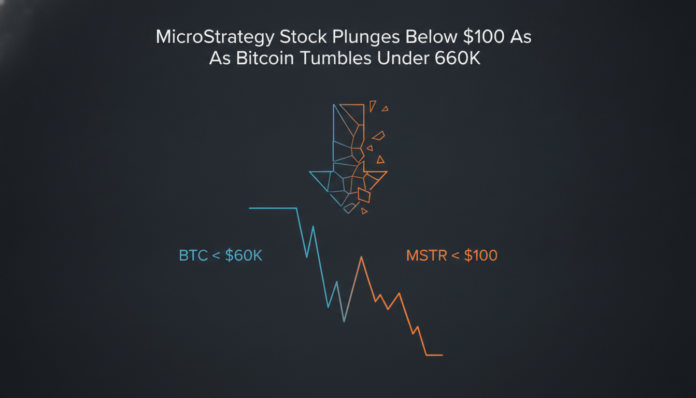 MicroStrategy Stock Plunges Below $100 As Bitcoin Tumbles Under $60K