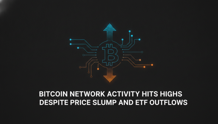 Bitcoin Network Activity Hits Highs Despite Price Slump and ETF Outflows