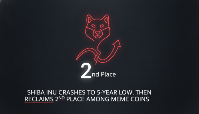 Shiba Inu Crashes to 5-Year Low, Then Reclaims 2nd Place Among Meme Coins